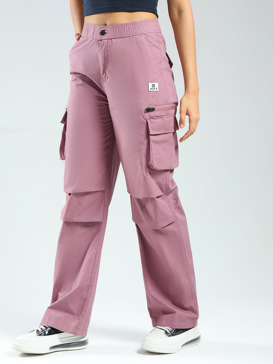 Rock.it Women Pink Solid Straight Fit Cargo