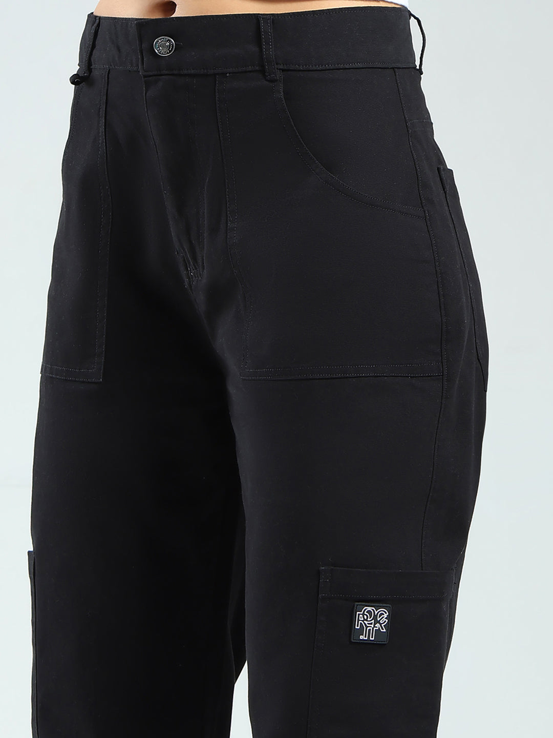 Rock.it Women Black Solid Straight Fit Cargo