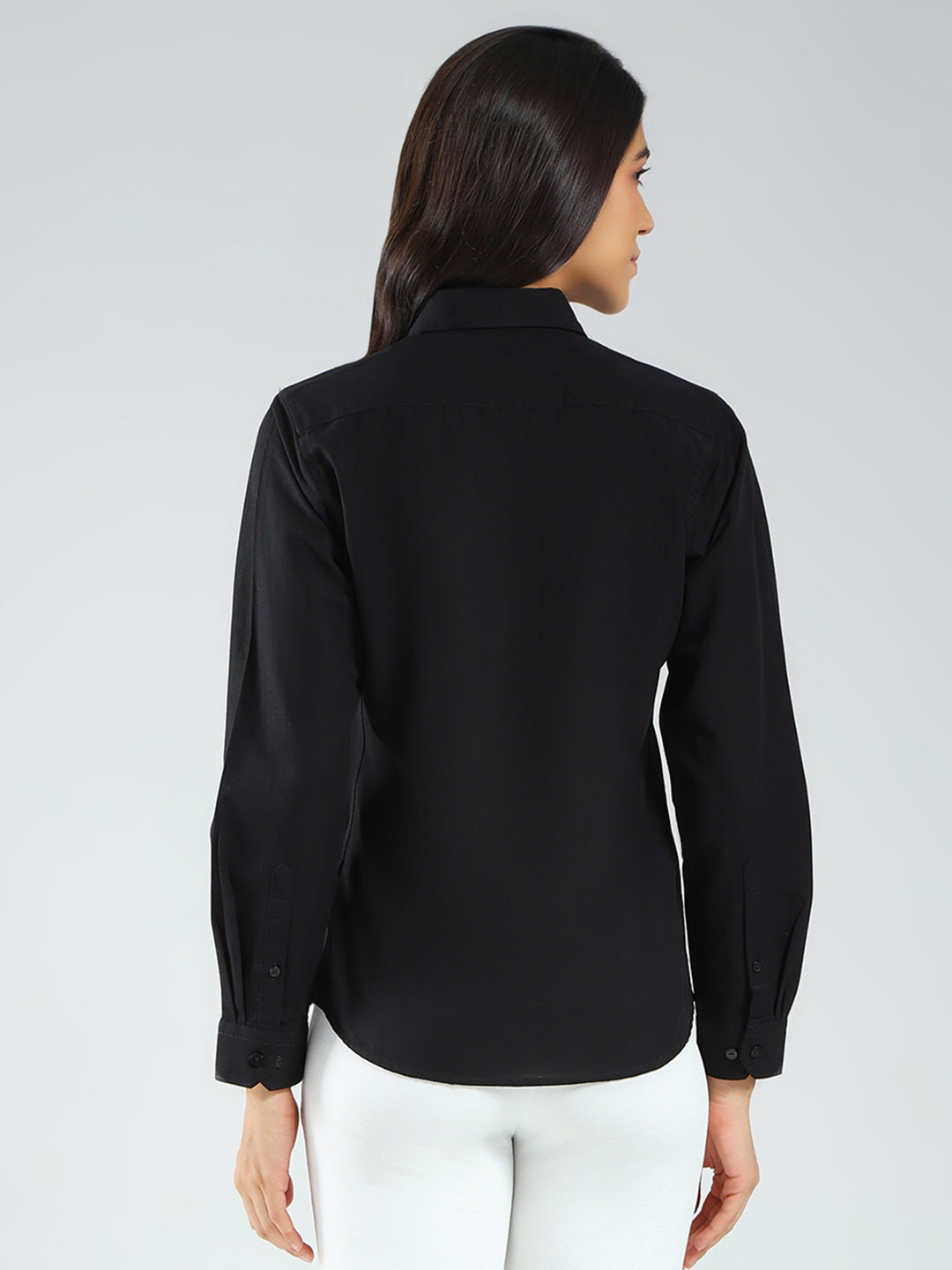 Rock.it Women Black Solid Collar Full Sleeve Shirt