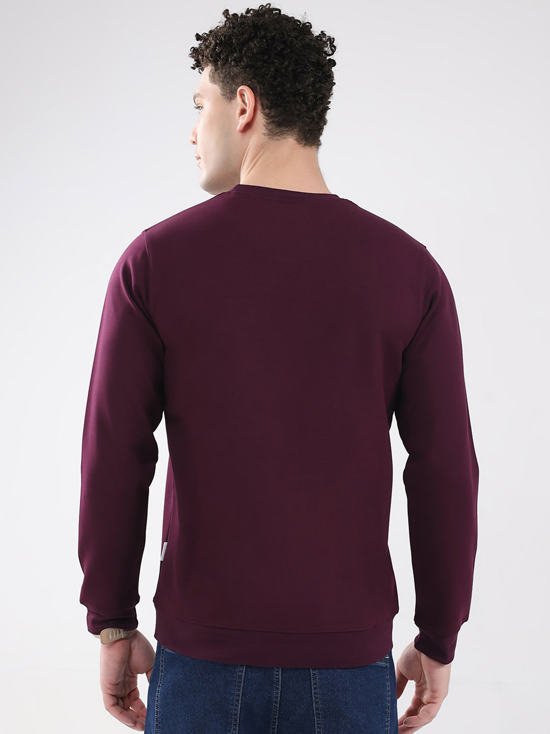 Rock.it Men Maroon Printed Round Neck Full Sleeve Sweatshirt
