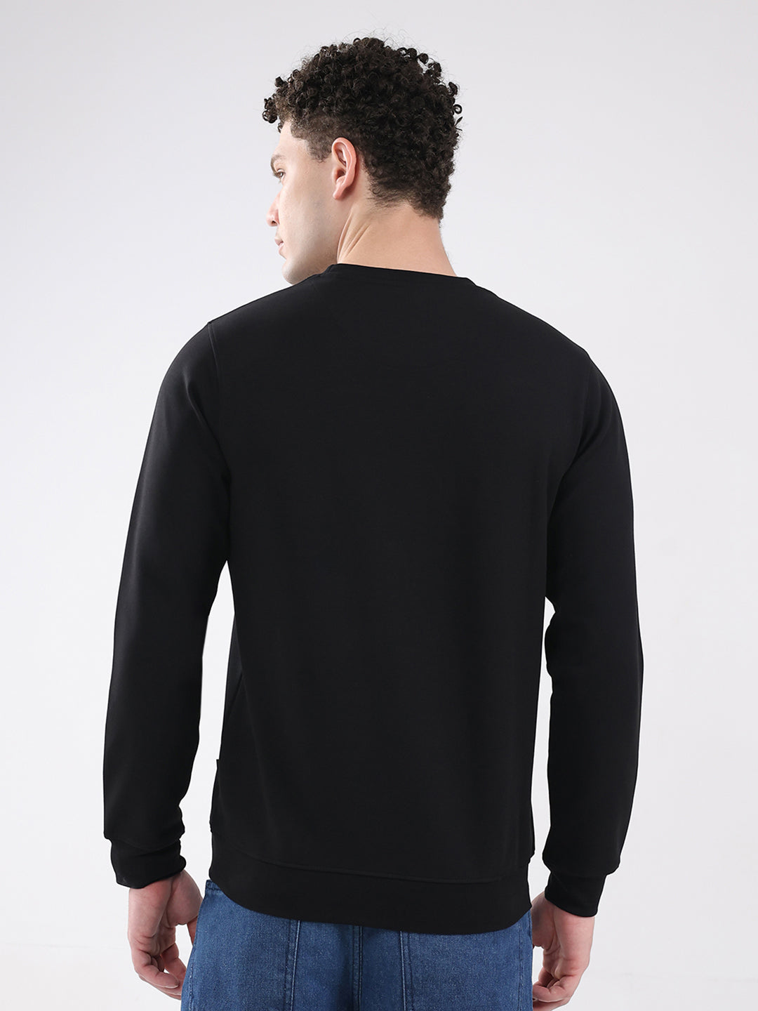 Rock.it Men Black Printed Round Neck Full Sleeve Sweatshirt