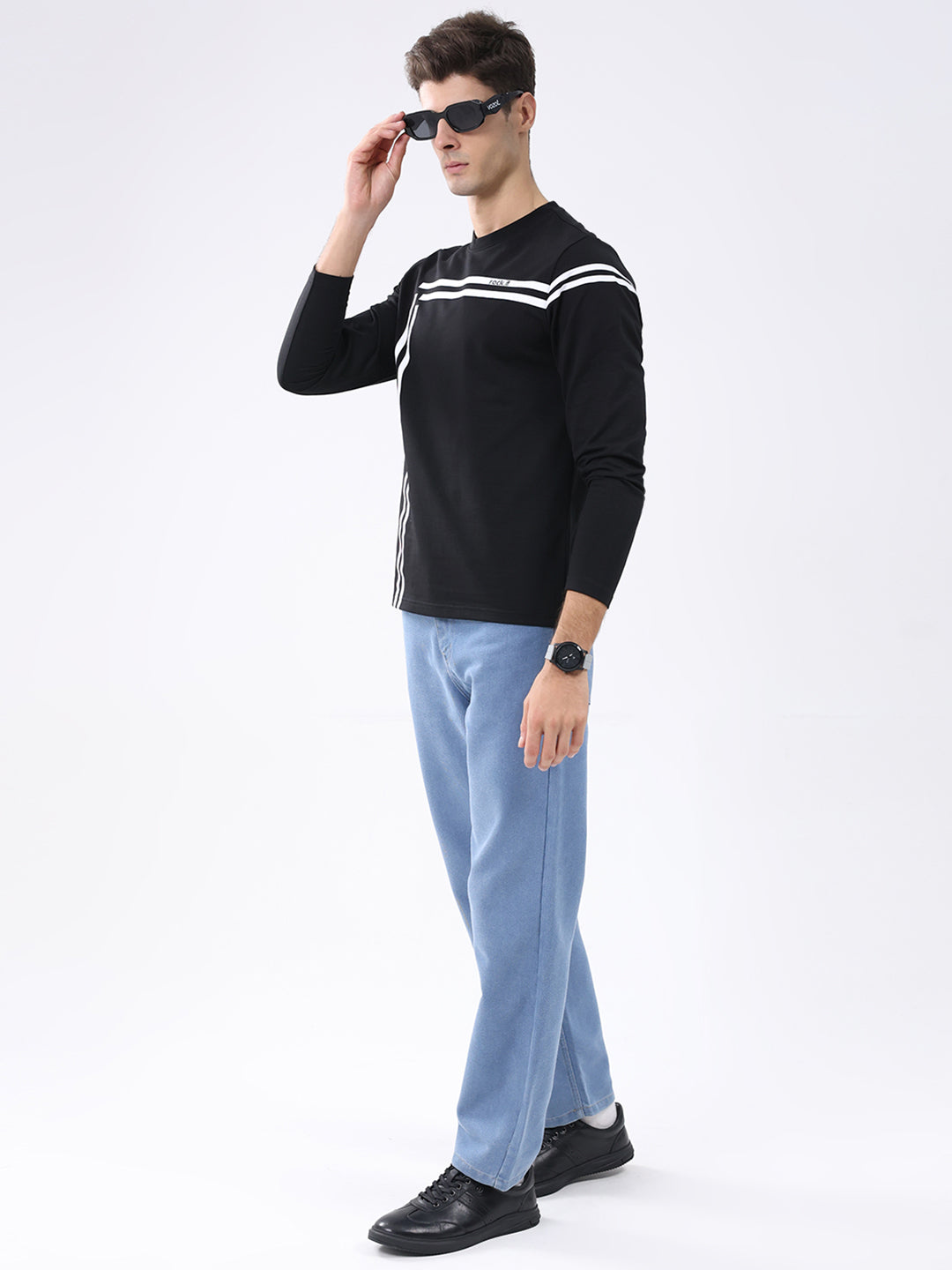 Rock.it Men Black Solid Round Neck Full Sleeve Winter T-Shirt