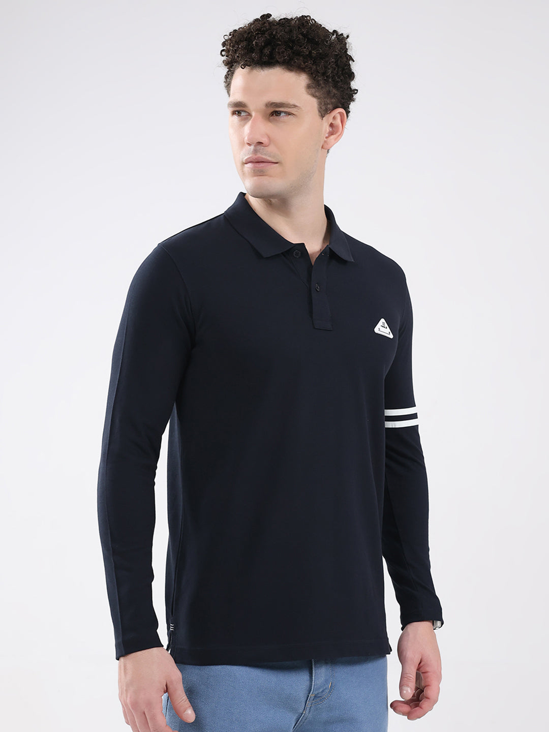 Rock.it Men Navy Blue Solid Collar Full Sleeve Winter T-Shirt