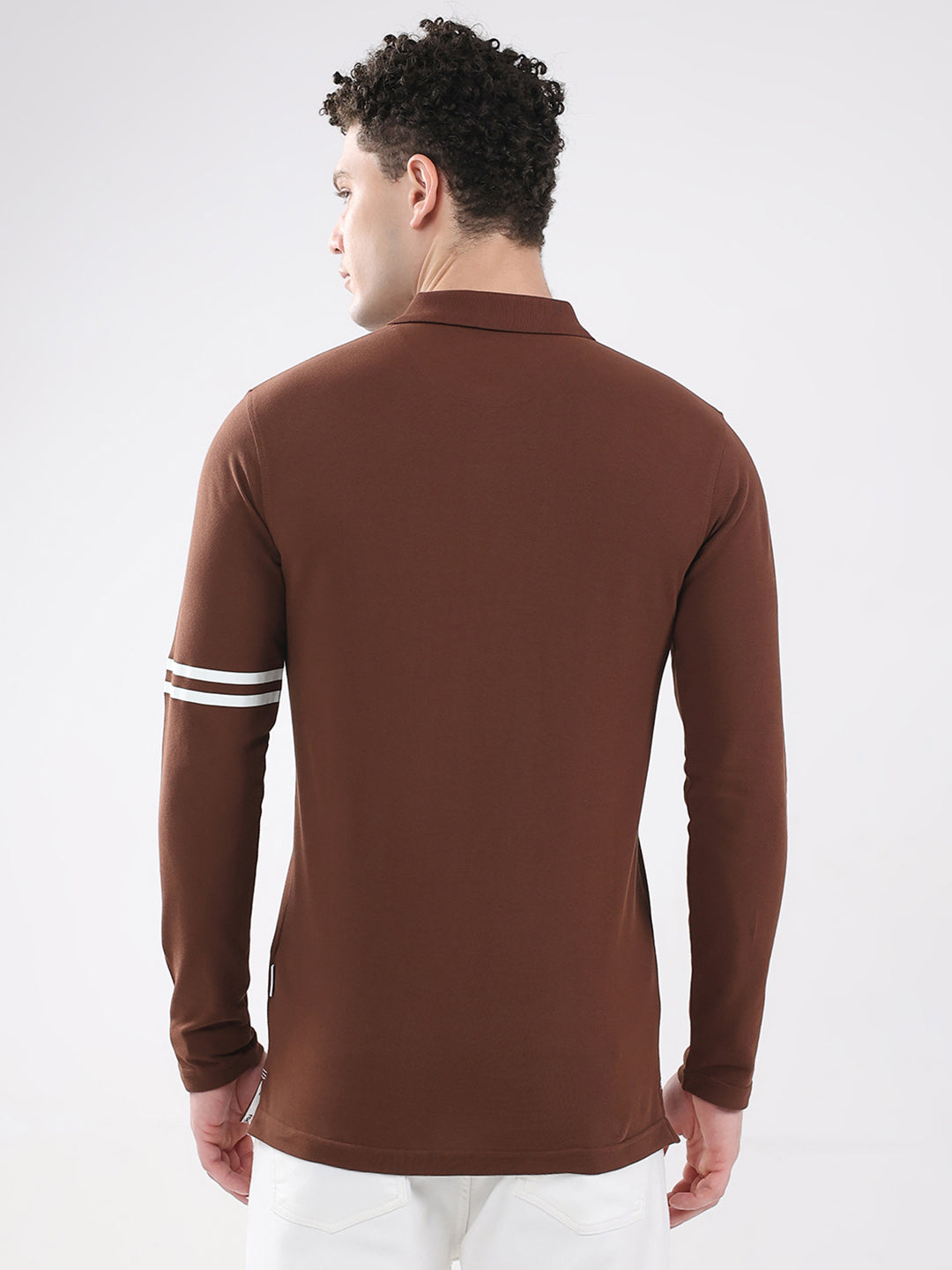 Rock.it Men Brown Solid Collar Full Sleeve Winter T-Shirt