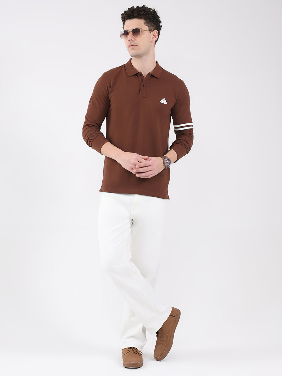 Rock.it Men Brown Solid Collar Full Sleeve Winter T-Shirt