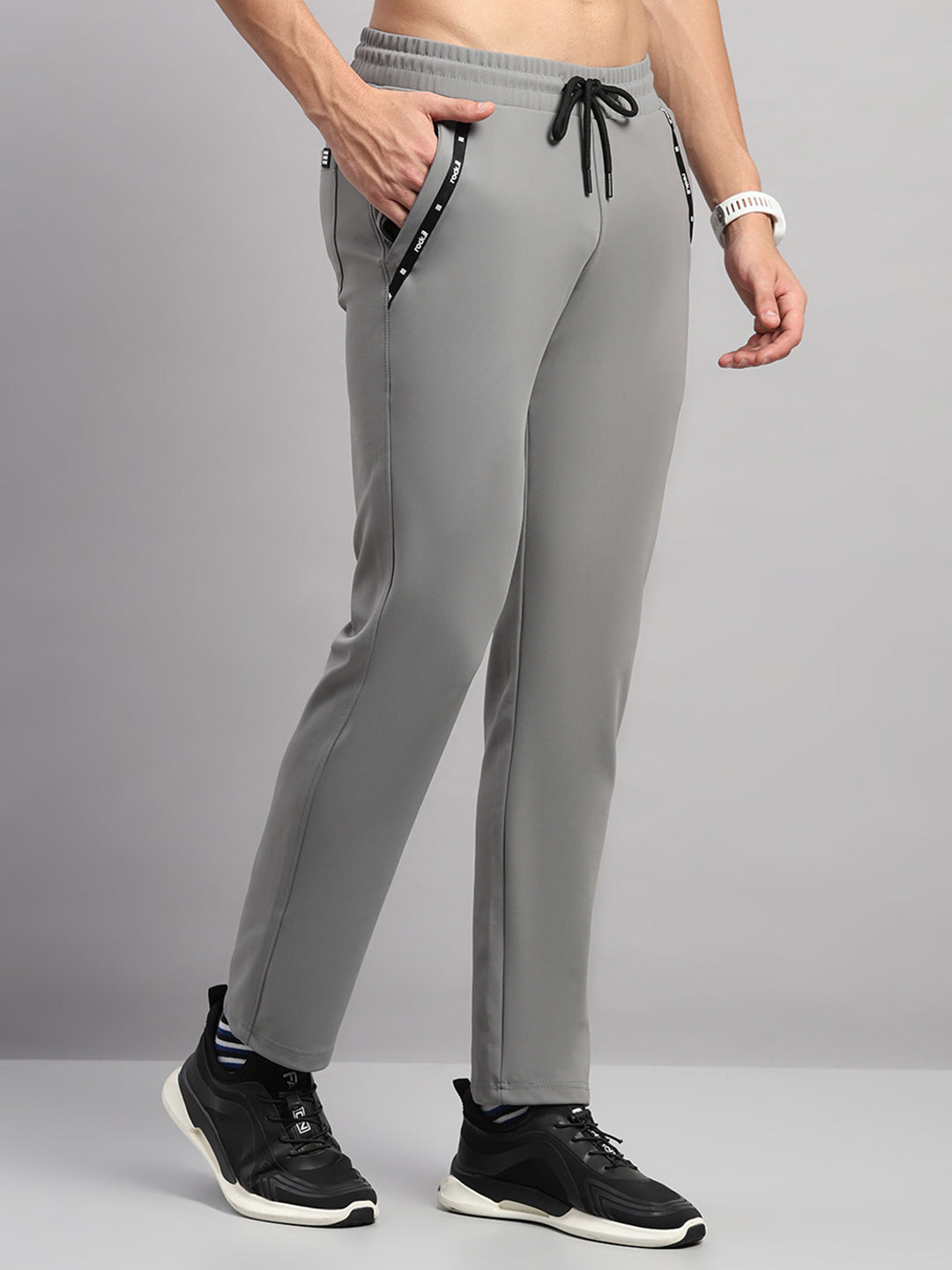 Rock.it Men Grey Self Design Slim Fit Winter Lower