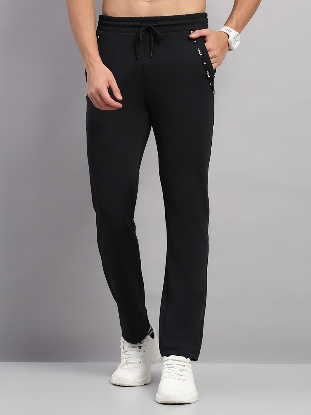 Rock.it Men Black Self Design Slim Fit Winter Lower