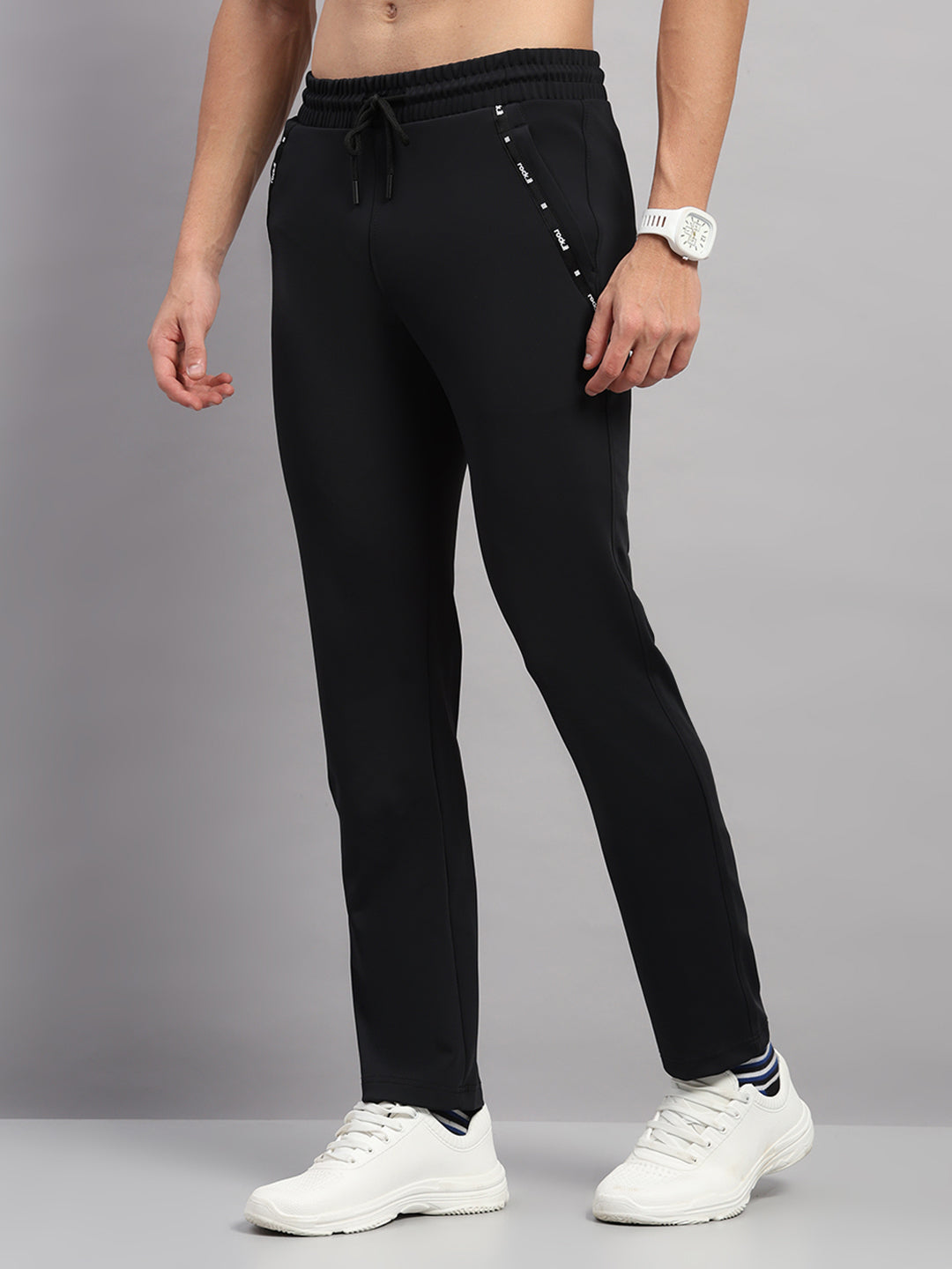 Rock.it Men Black Self Design Slim Fit Winter Lower