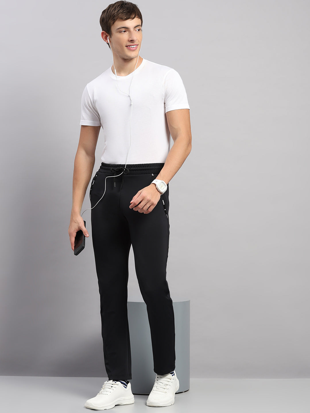 Rock.it Men Black Self Design Slim Fit Winter Lower