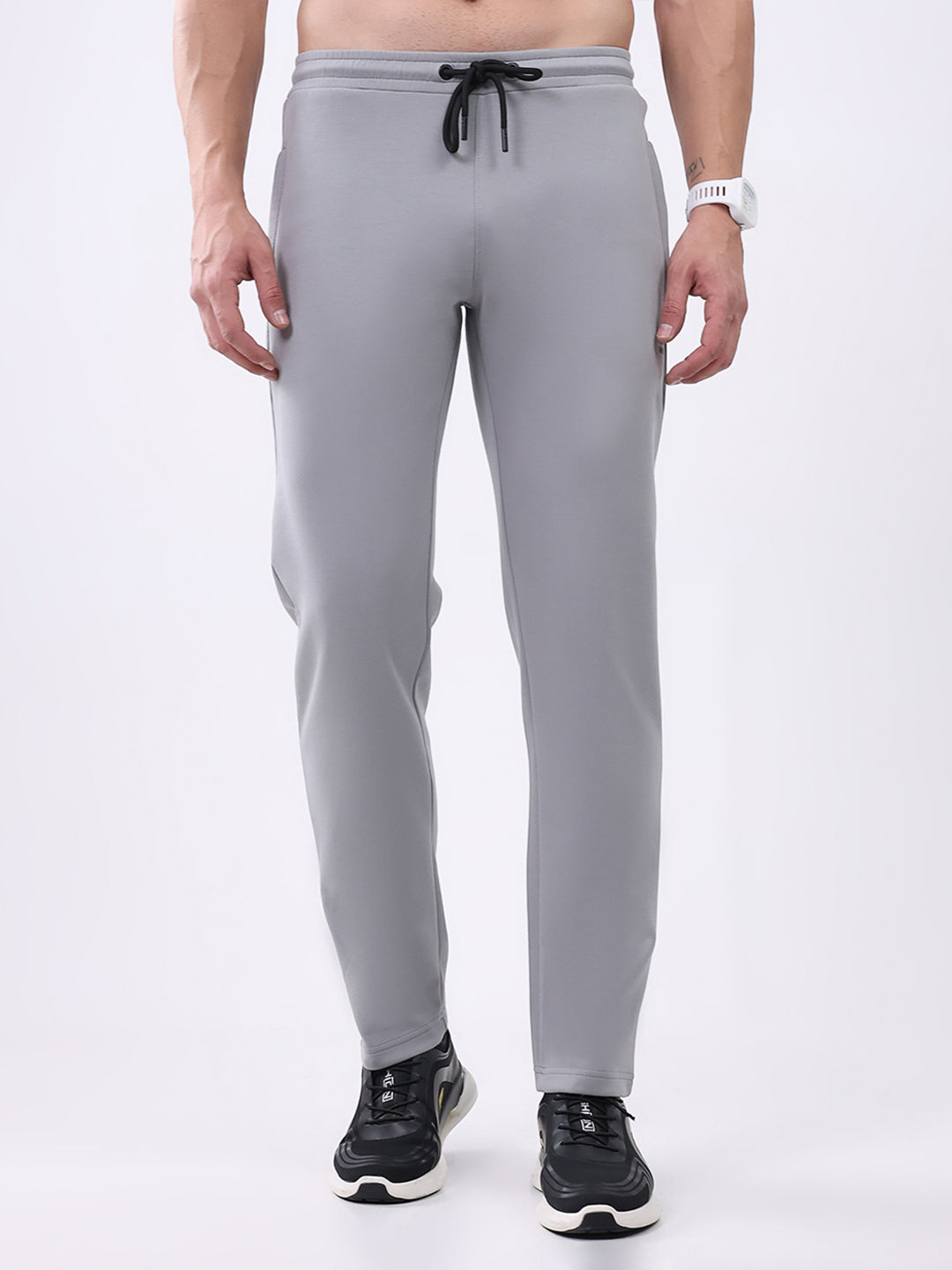 Rock.it Men Grey Solid Slim Fit Winter Lower