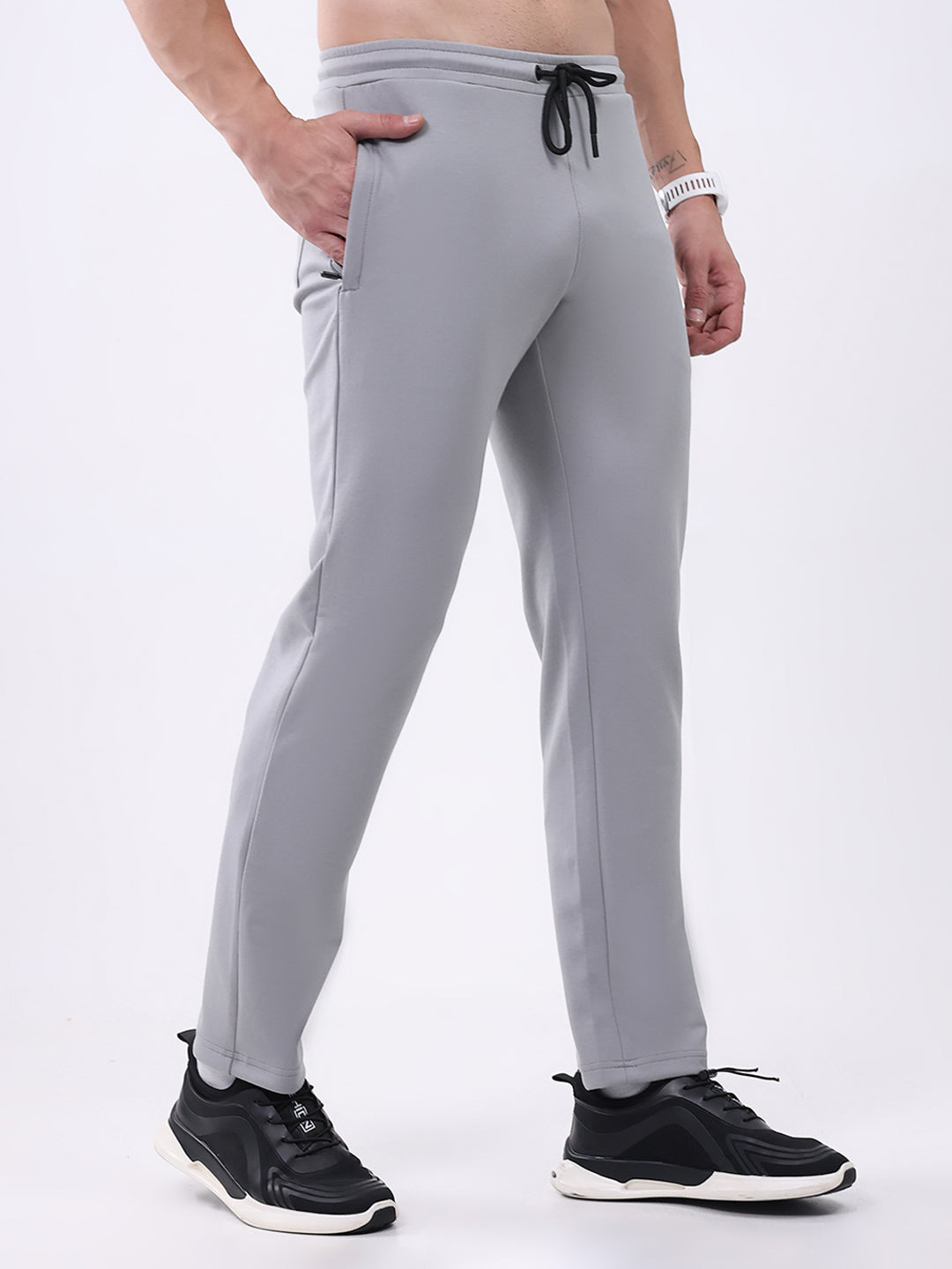 Rock.it Men Grey Solid Slim Fit Winter Lower