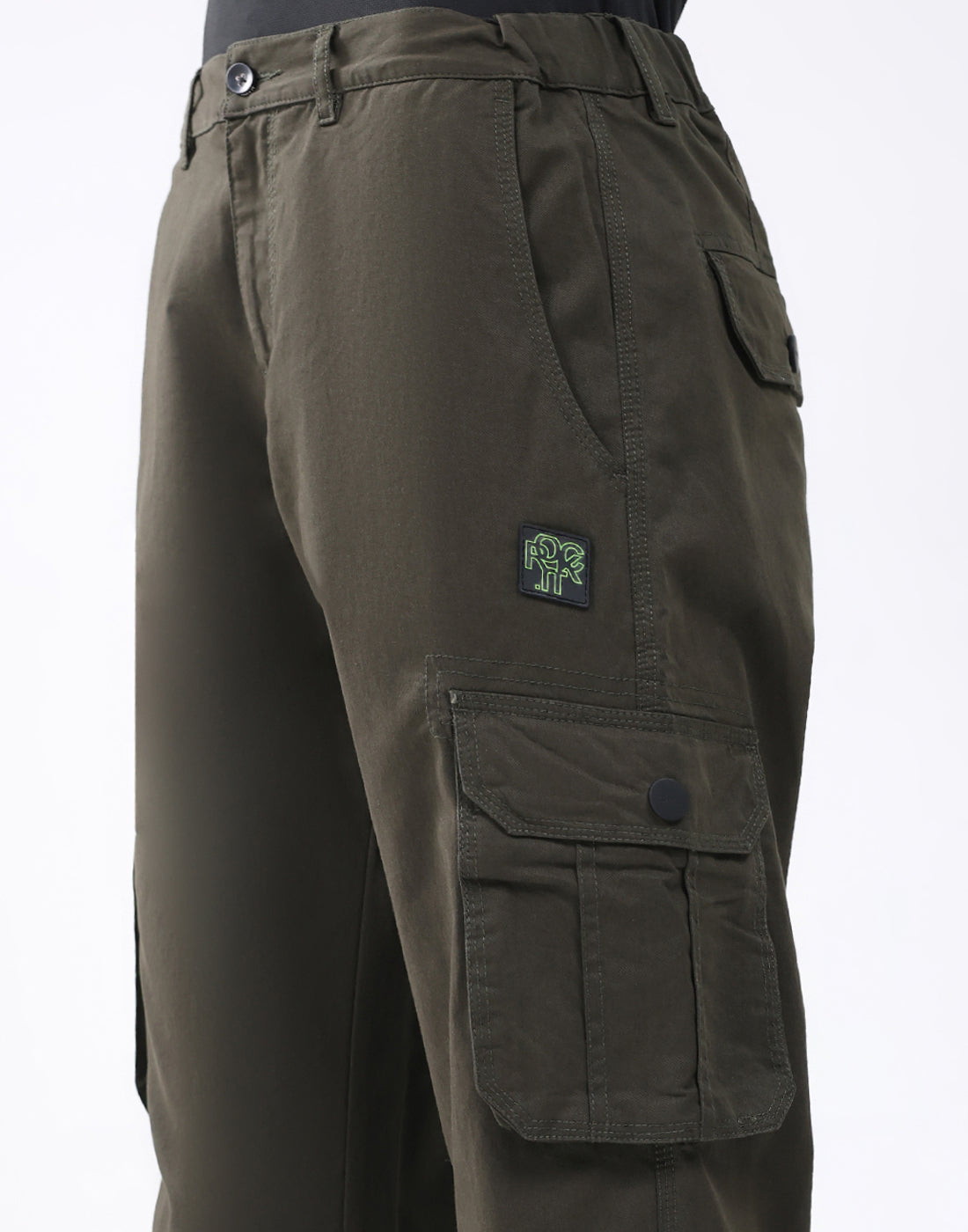 Rock.it Men Olive Solid Regular Fit Cargo