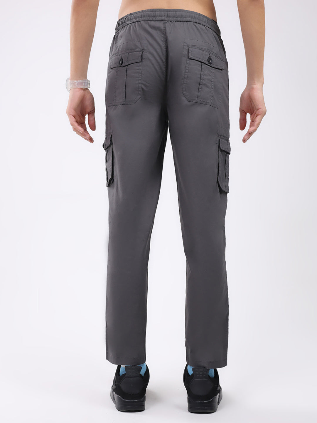 Rock.it Men Grey Solid Regular Fit Cargo