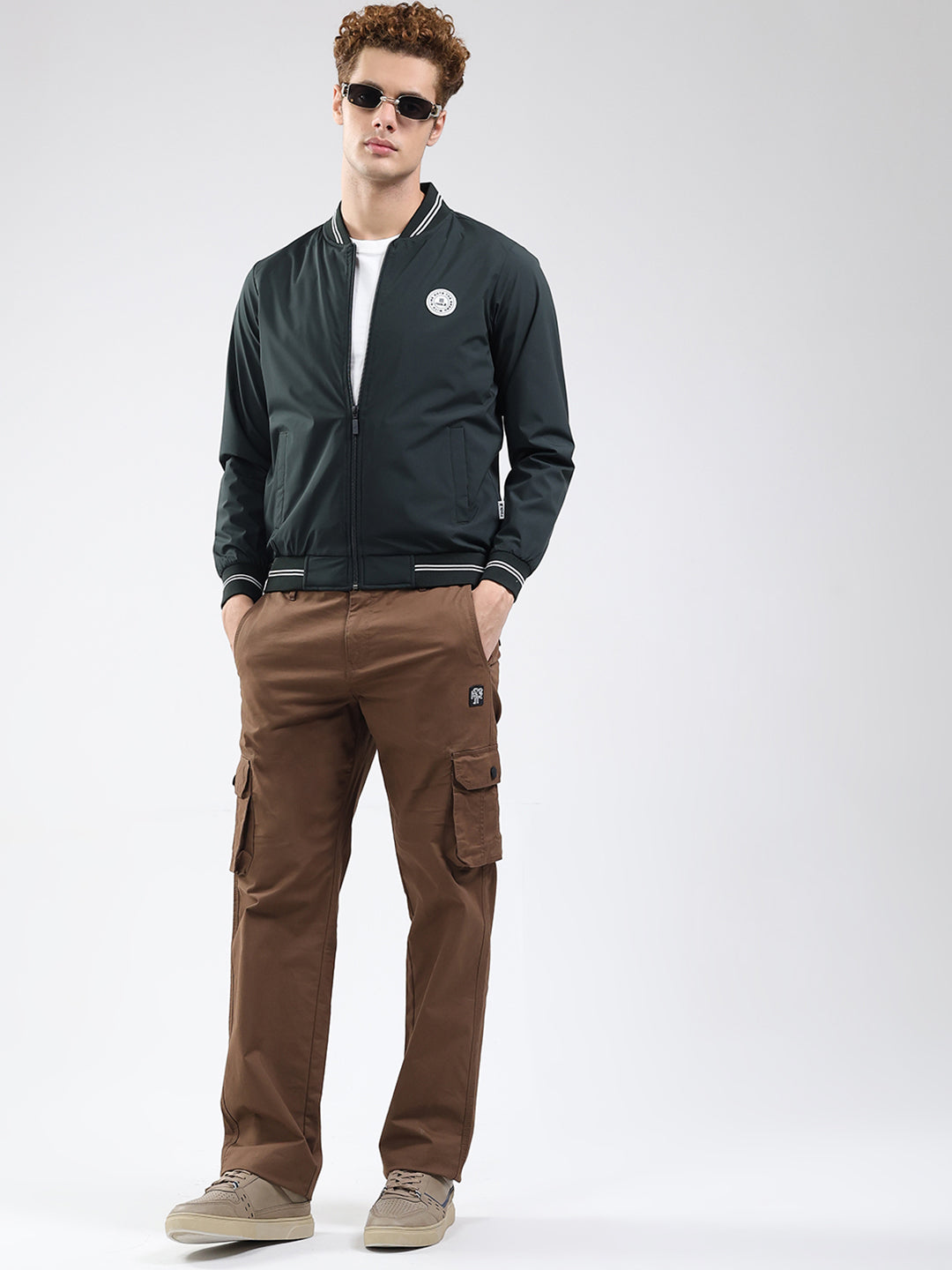 Rock.it Men Olive Solid Band Neck Full Sleeve Jacket