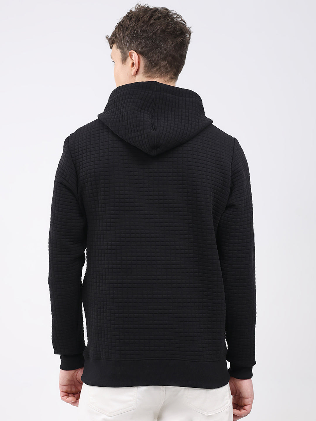 Rock.it Men Black Embroidered Hooded Full Sleeve Sweatshirt