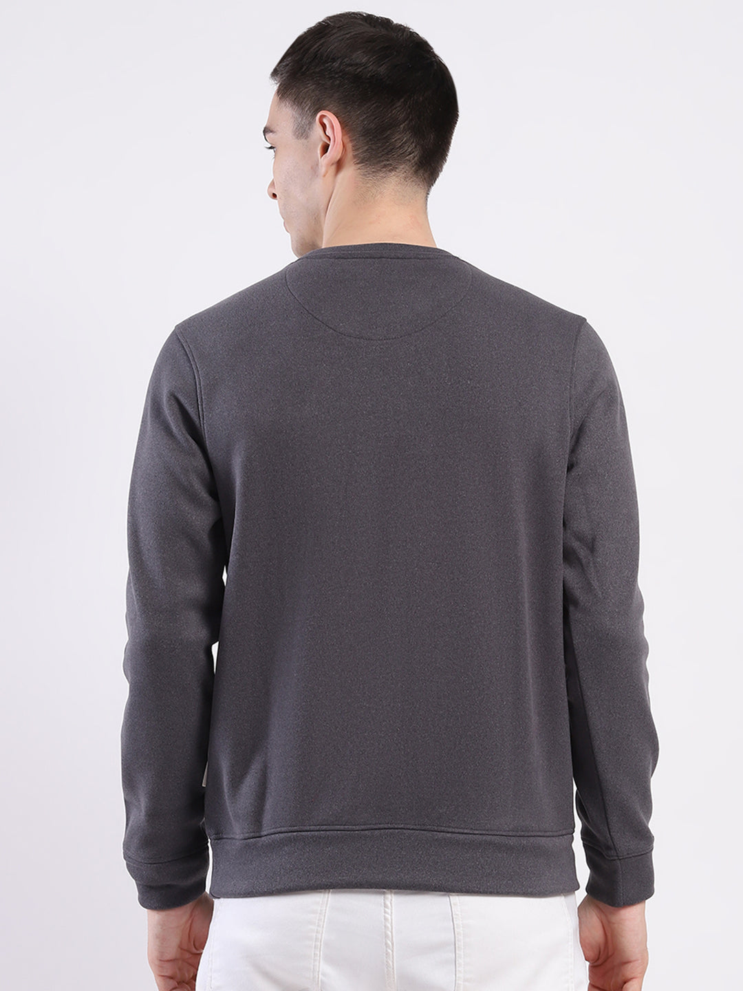 Rock.it Men Charcoal Printed Round Neck Full Sleeve Sweatshirt