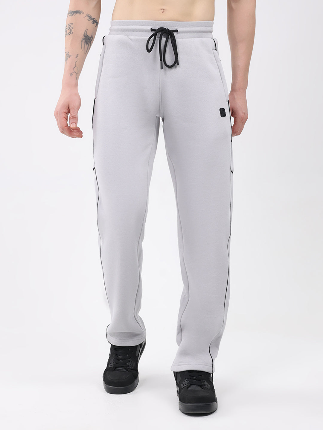 Rock.it Men Light Grey Solid Regular Fit Winter Lower
