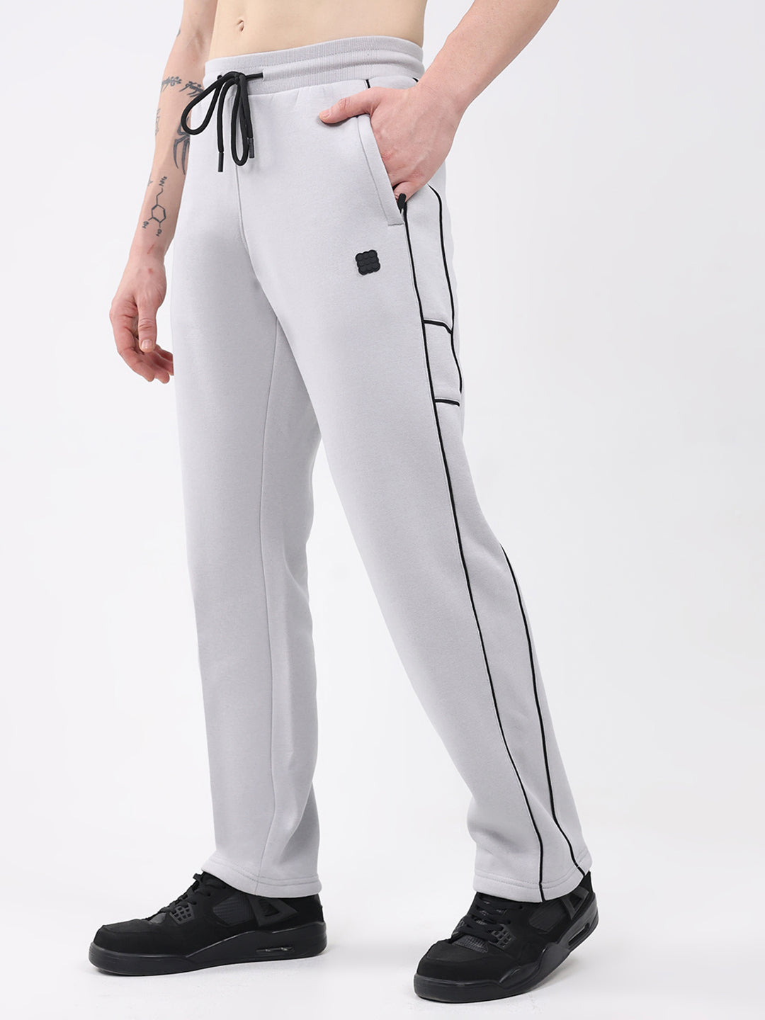 Rock.it Men Light Grey Solid Regular Fit Winter Lower