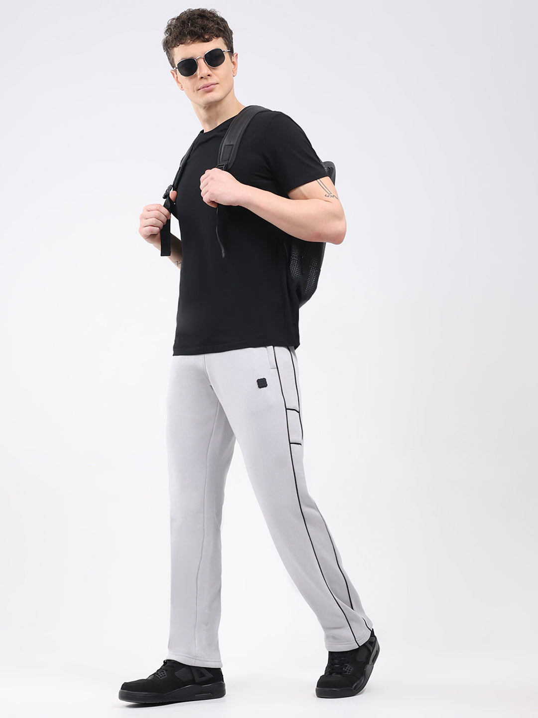 Rock.it Men Light Grey Solid Regular Fit Winter Lower