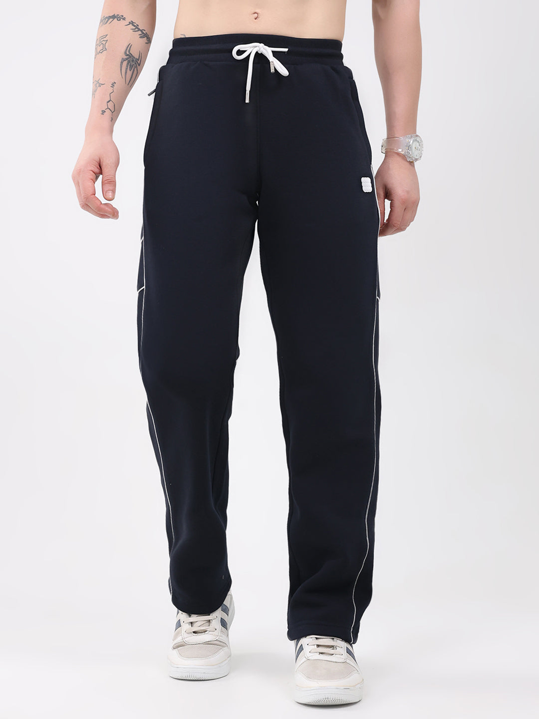 Rock.it Men Navy Blue Solid Regular Fit Winter Lower
