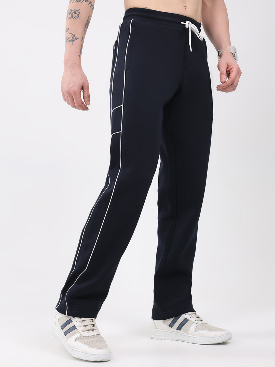 Rock.it Men Navy Blue Solid Regular Fit Winter Lower