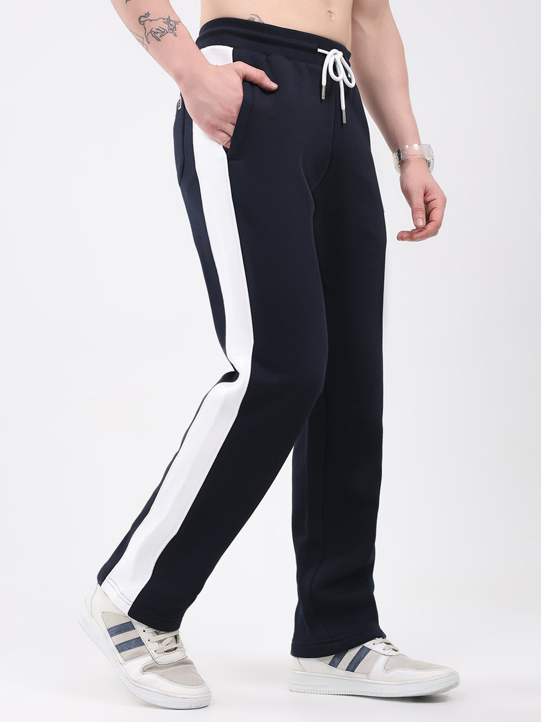 Rock.it Men Navy Blue Solid Regular Fit Winter Lower