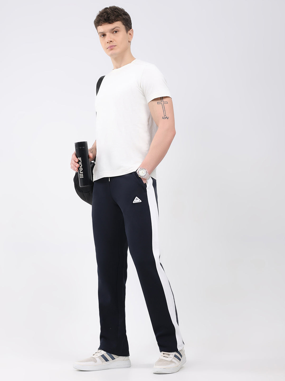 Rock.it Men Navy Blue Solid Regular Fit Winter Lower