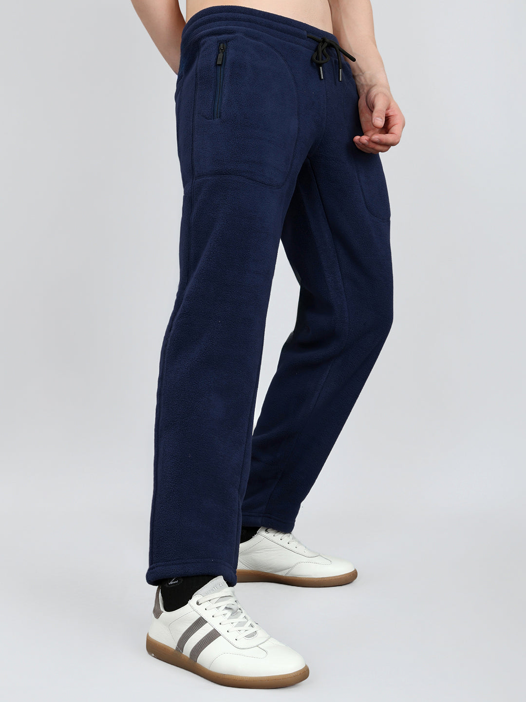 Rock.it Men Navy Blue Solid Regular Fit Winter Lower