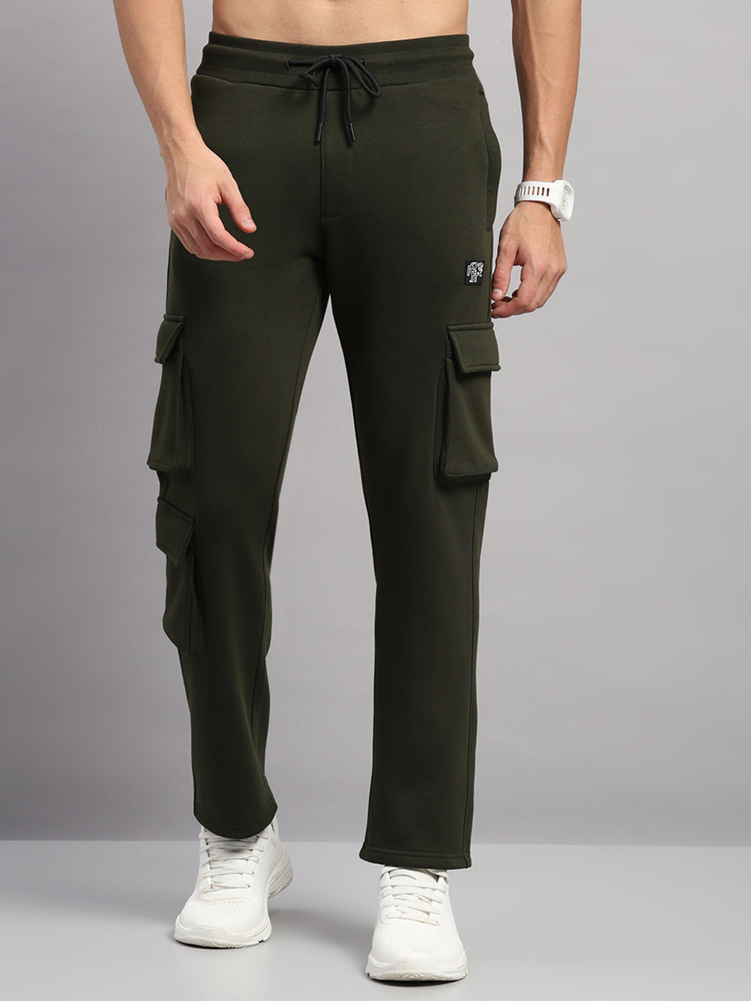 Rock.it Men Olive Solid Regular Fit Winter Lower