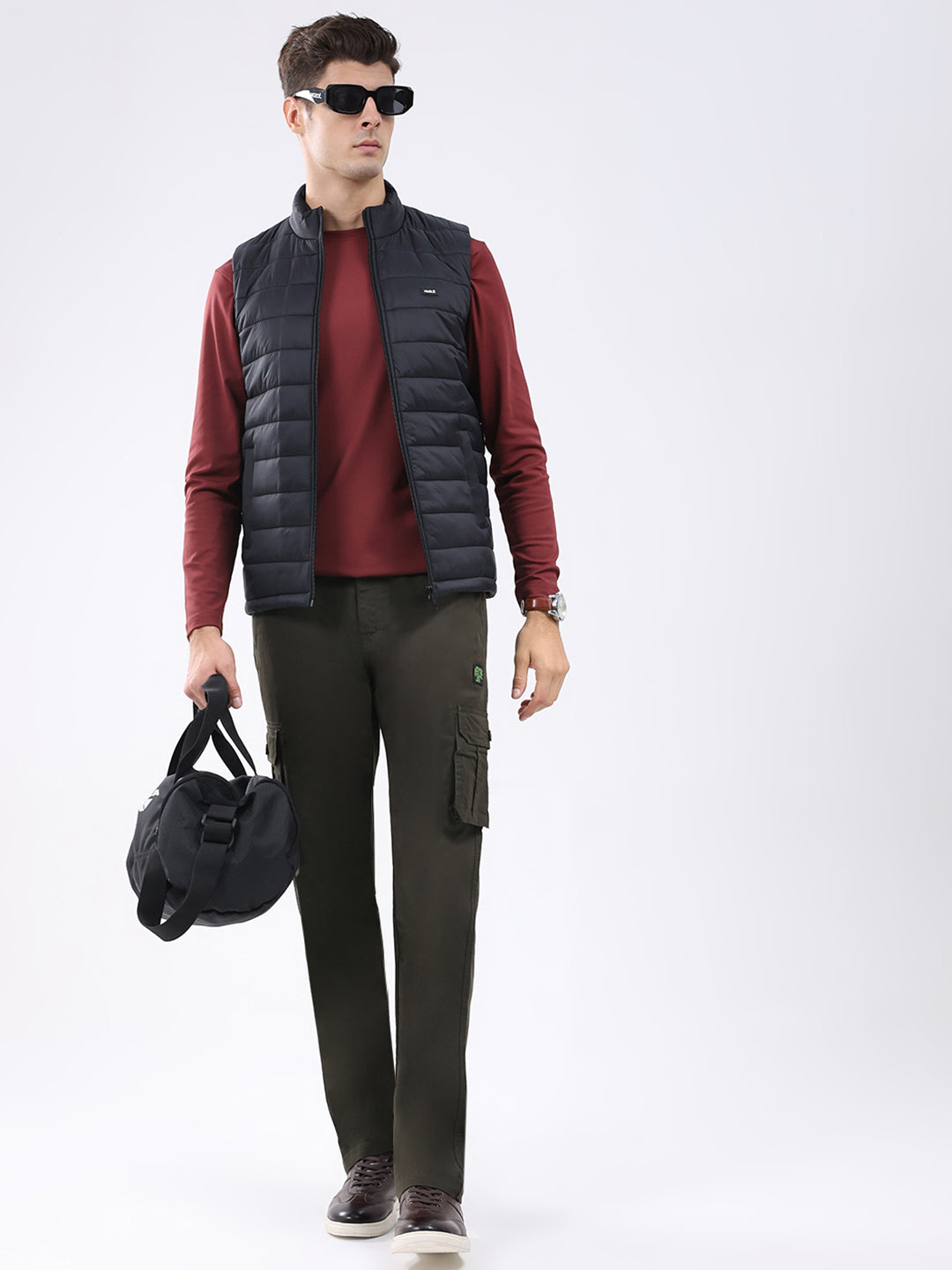 Rock.it Men Black Solid Collar Sleeveless Jacket