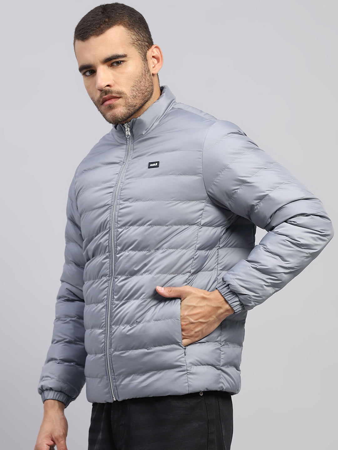 Rock.it Men Grey Solid Collar Full Sleeve Jacket