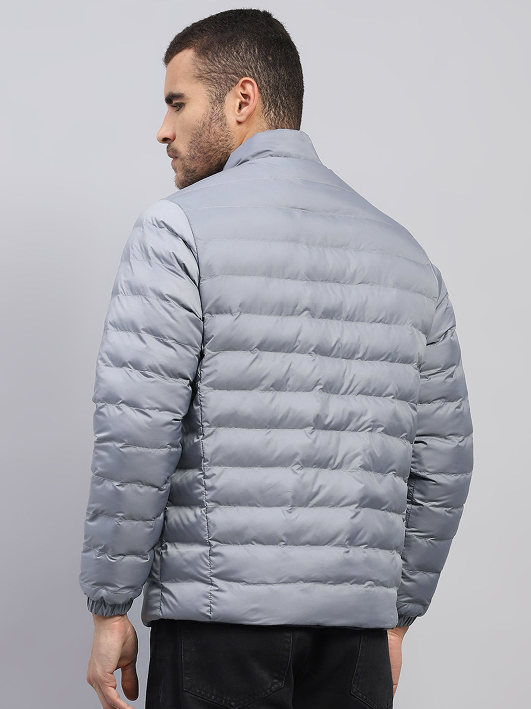 Rock.it Men Grey Solid Collar Full Sleeve Jacket