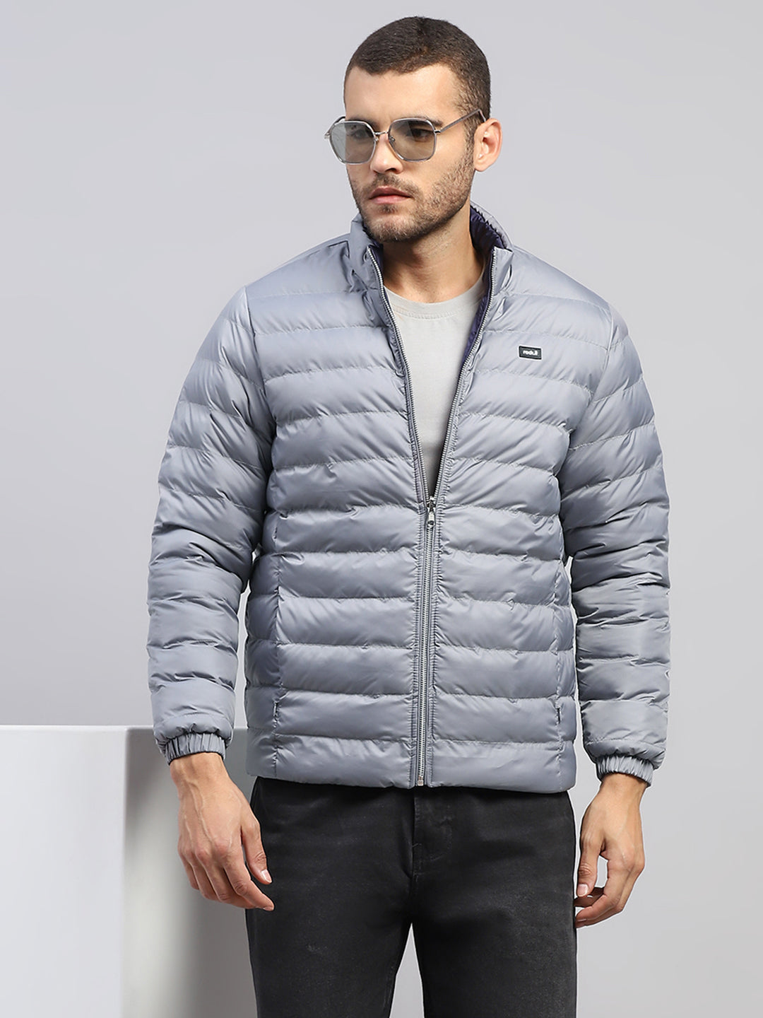 Rock.it Men Grey Solid Collar Full Sleeve Jacket