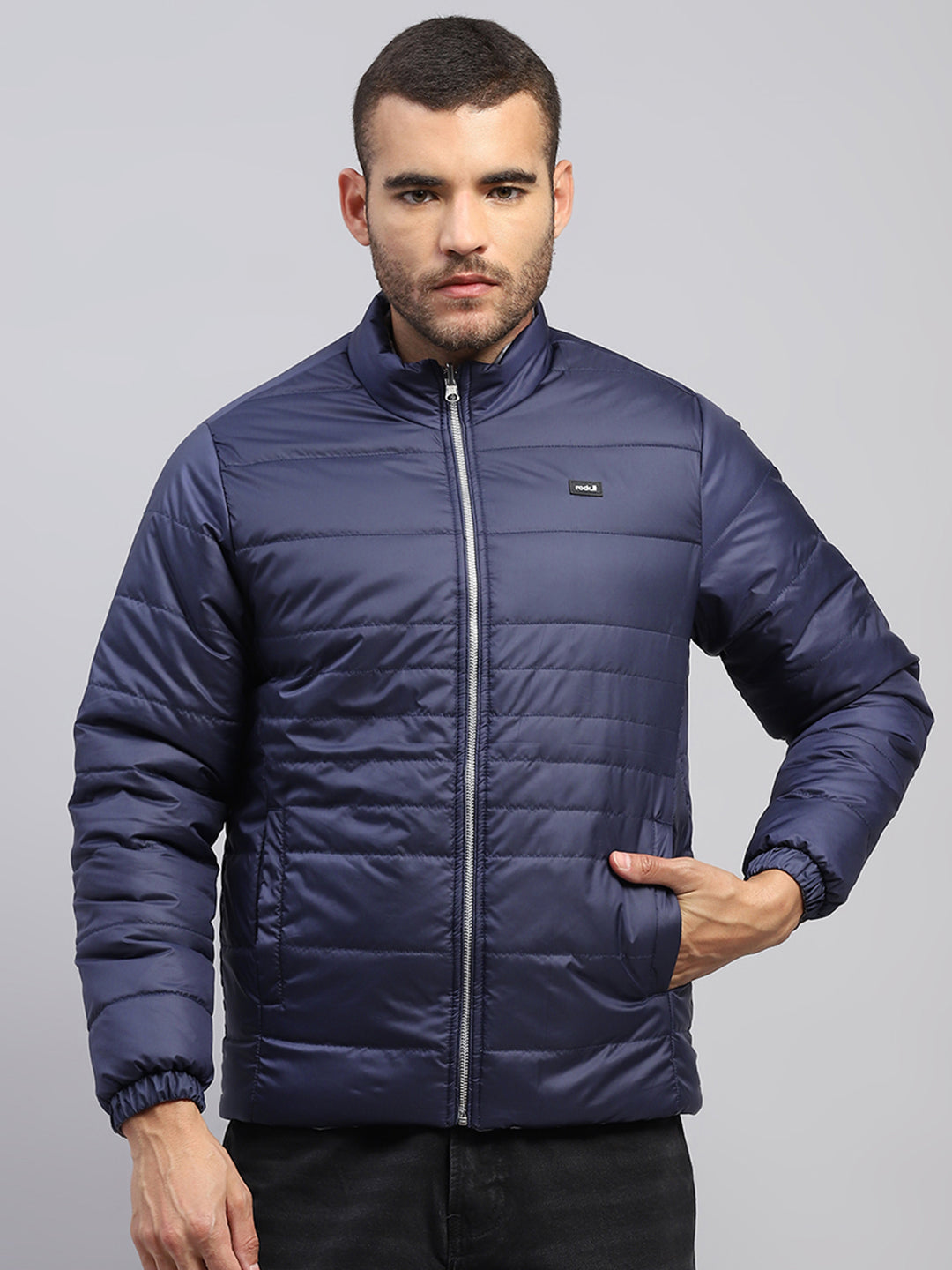 Rock.it Men Grey Solid Collar Full Sleeve Jacket