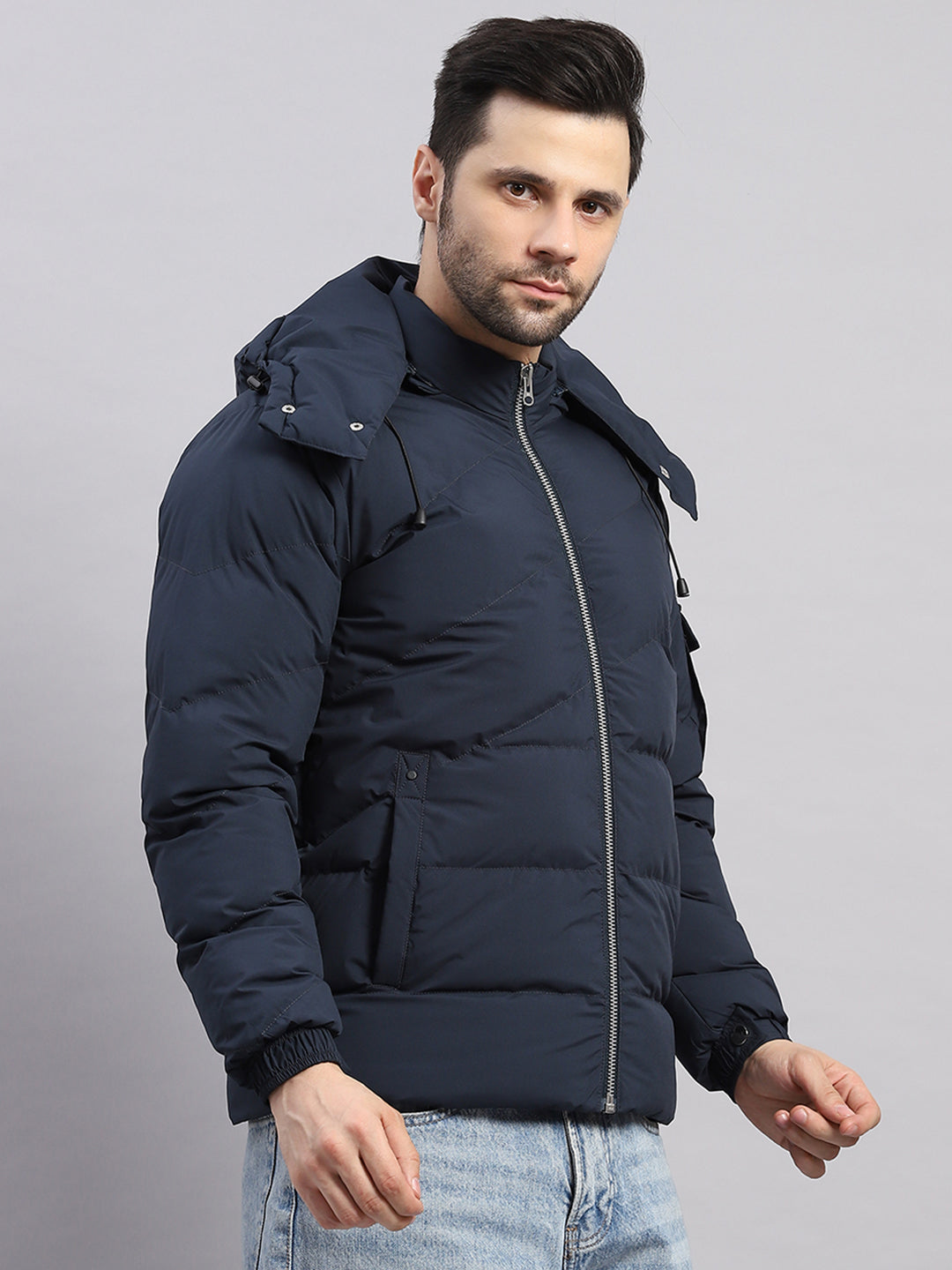 Rock.it Men Blue Solid Collar Full Sleeve Jacket
