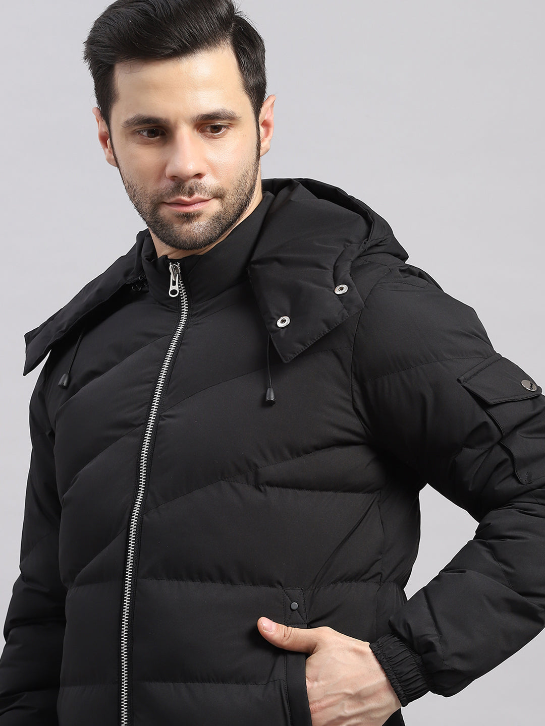 Rock.it Men Black Solid Collar Full Sleeve Jacket