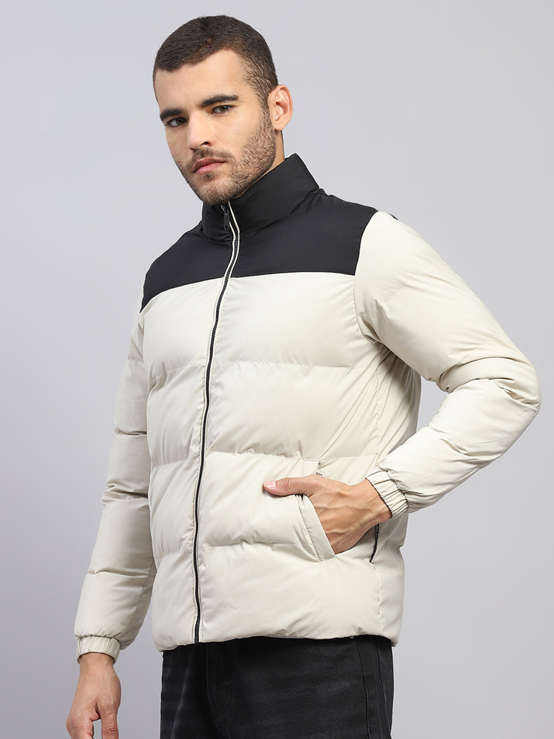 Rock.it Men Beige Solid Hooded Full Sleeve Jacket