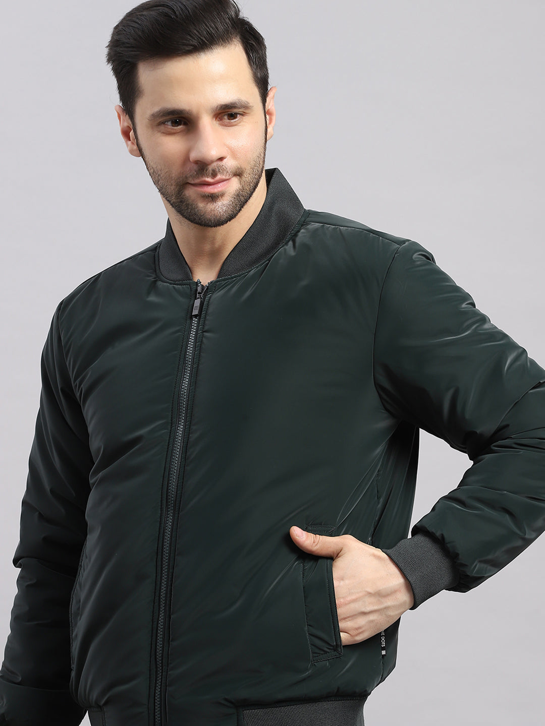 Rock.it Men Olive Solid Collar Full Sleeve Jacket
