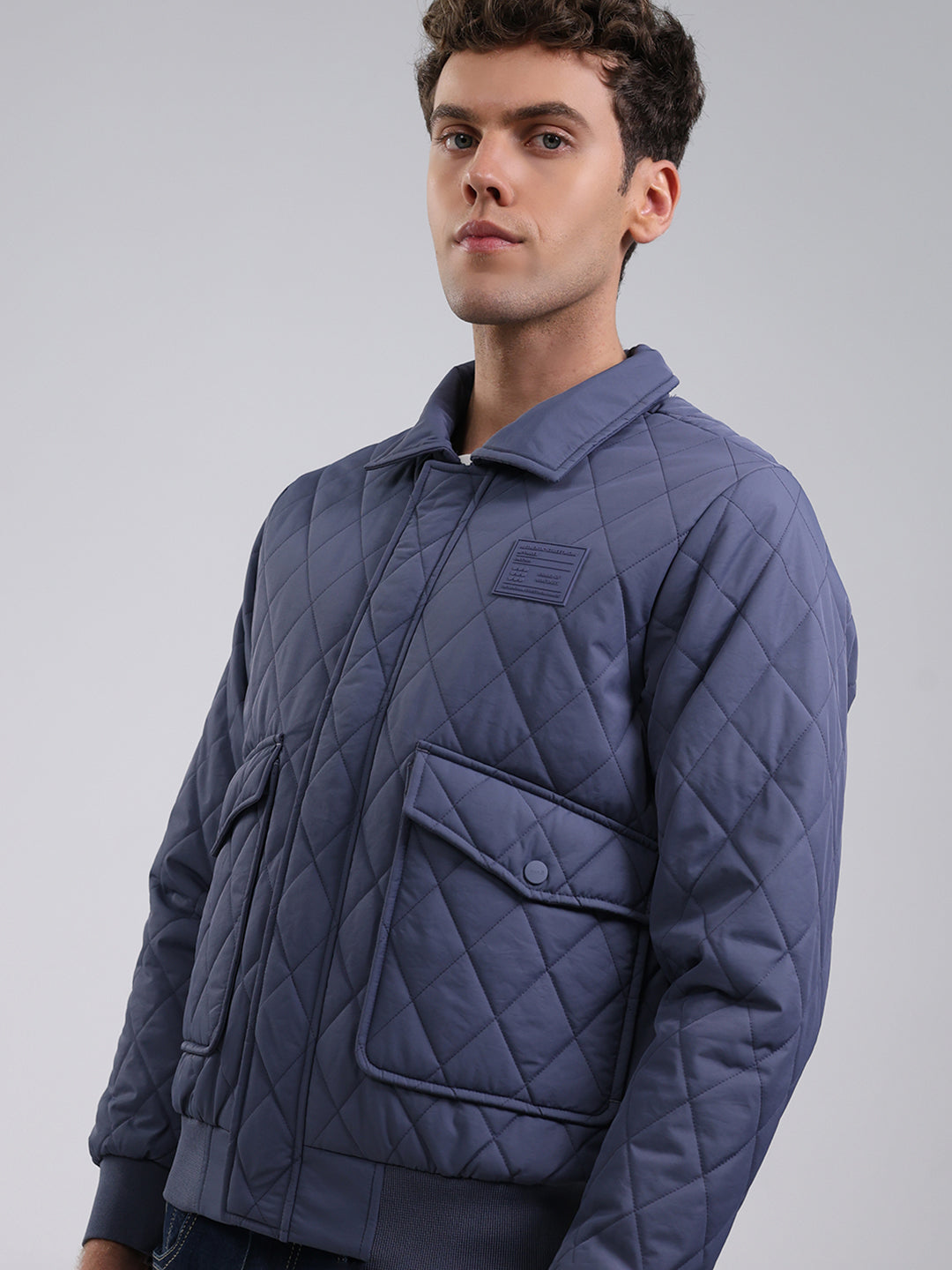 Rock.it Men Light Blue Solid Collar Full Sleeve Jacket