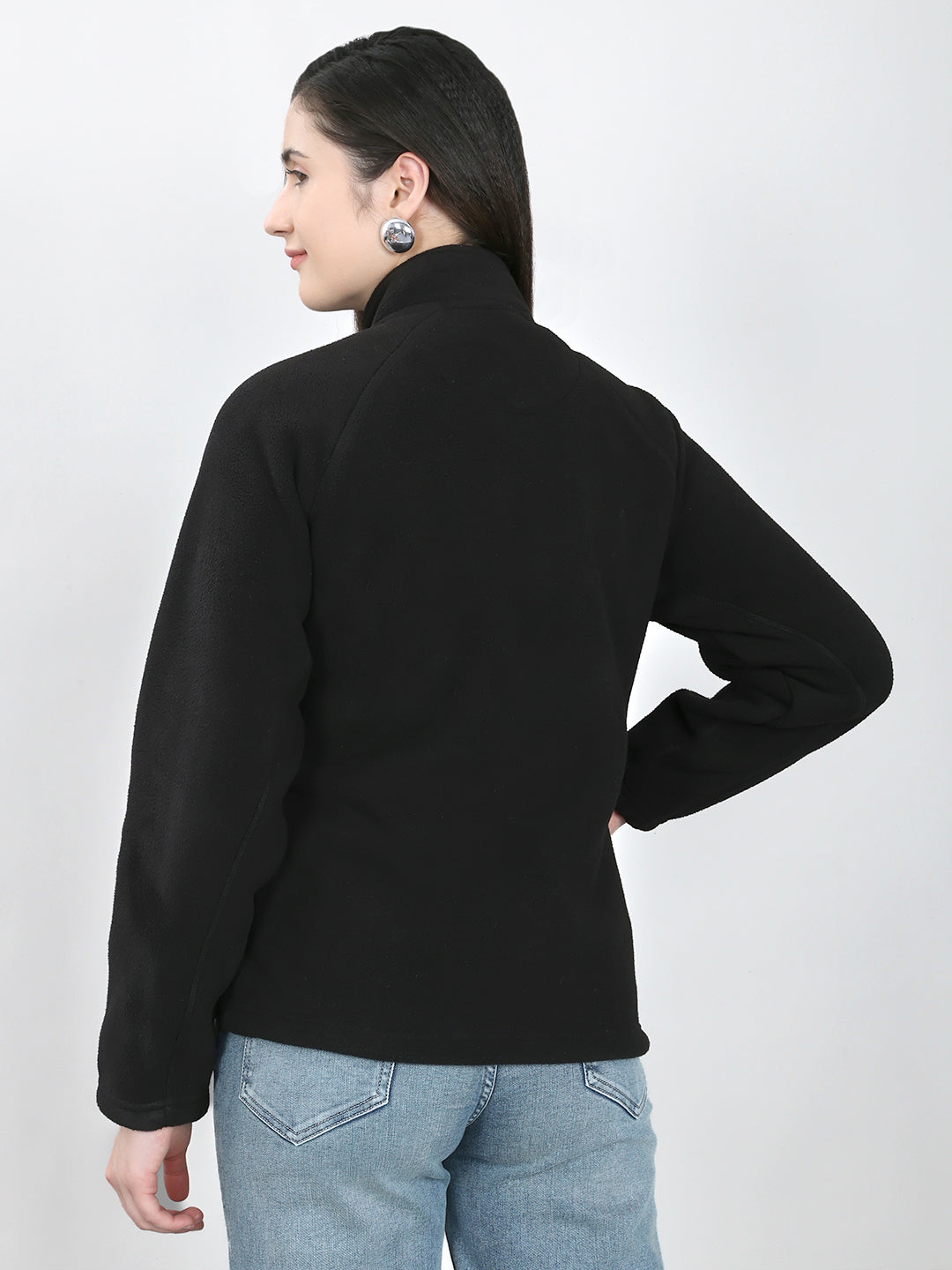 Rock.it Women Black Solid Turtle Neck Full Sleeve Sweatshirt