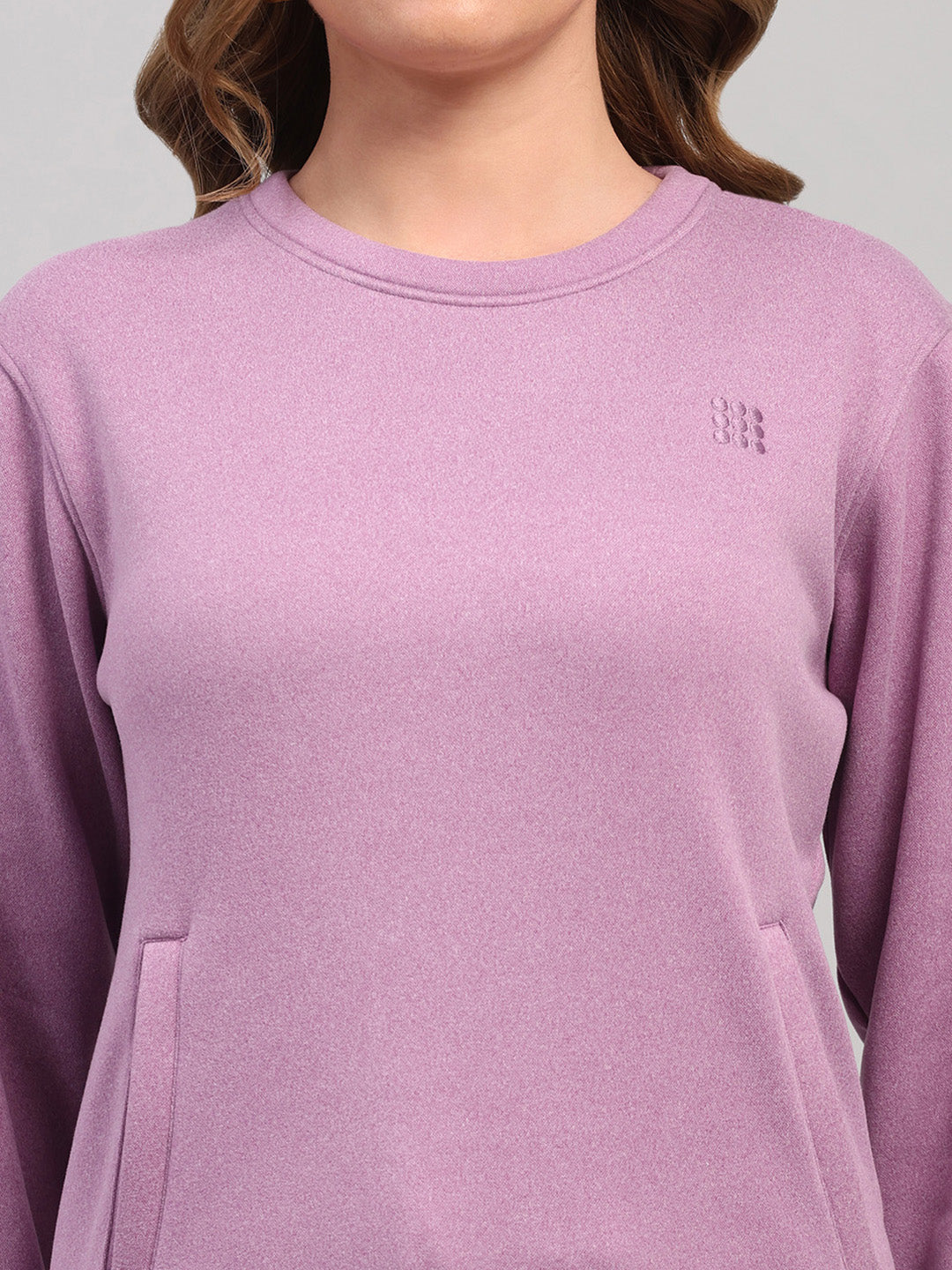 Rock.it Women Purple Solid Round Neck Full Sleeve Sweatshirt