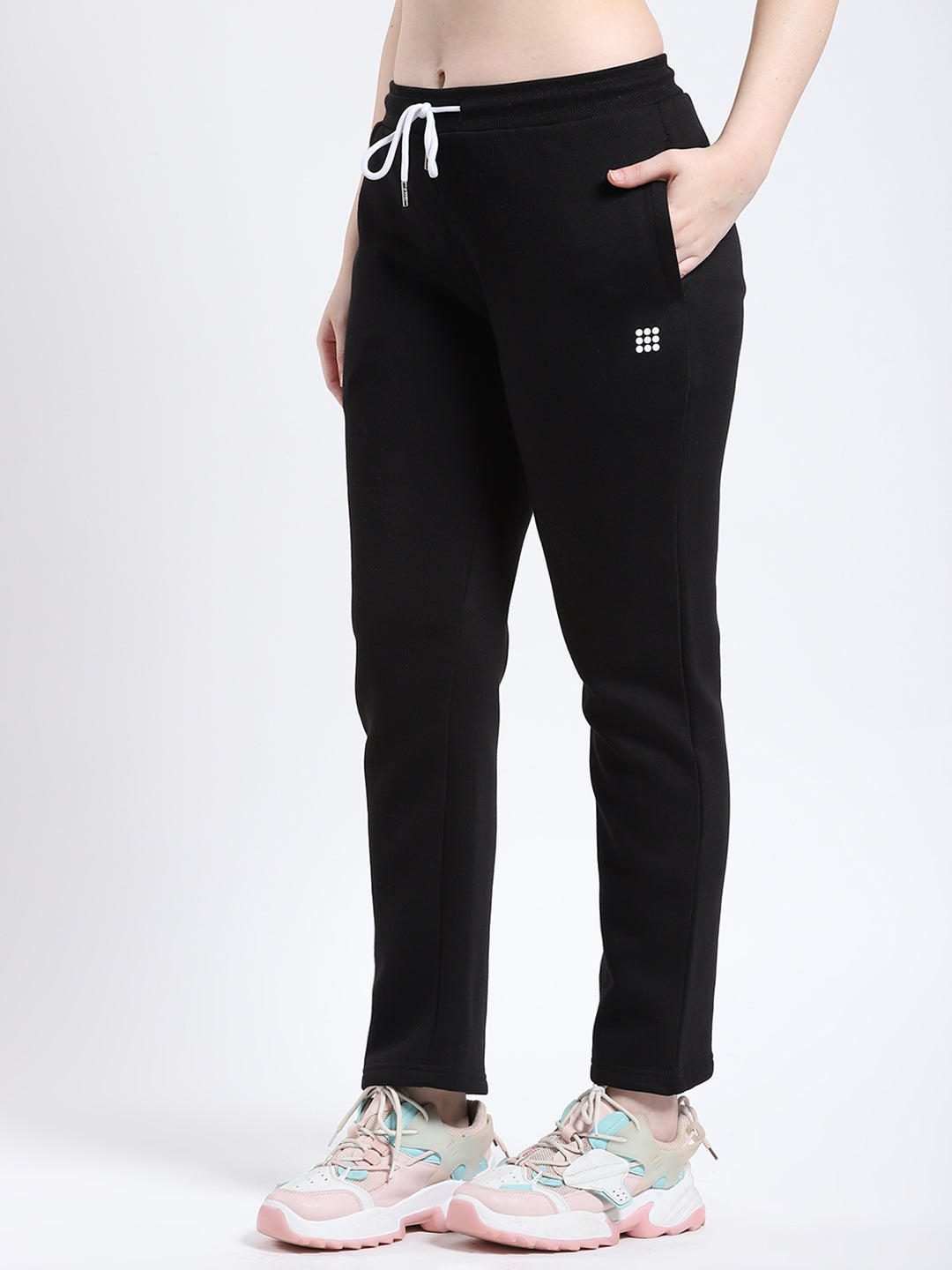 Rock.it Women Black Solid Regular Fit Winter Lower