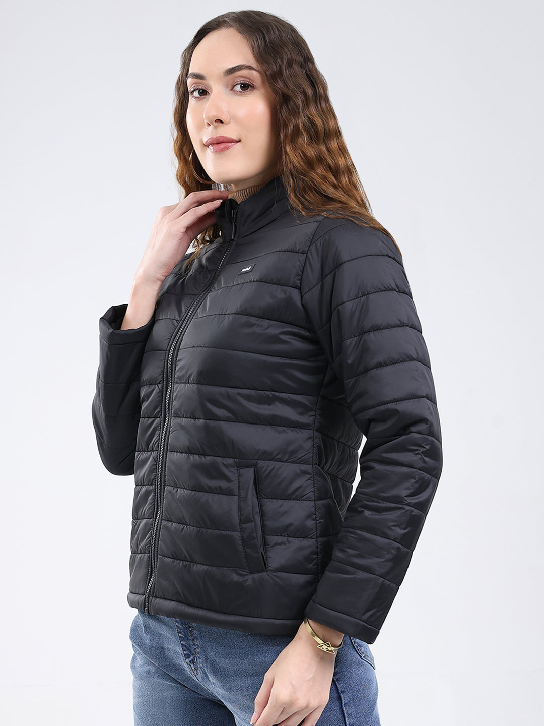 Rock.it Women Black Solid Collar Full Sleeve Jacket