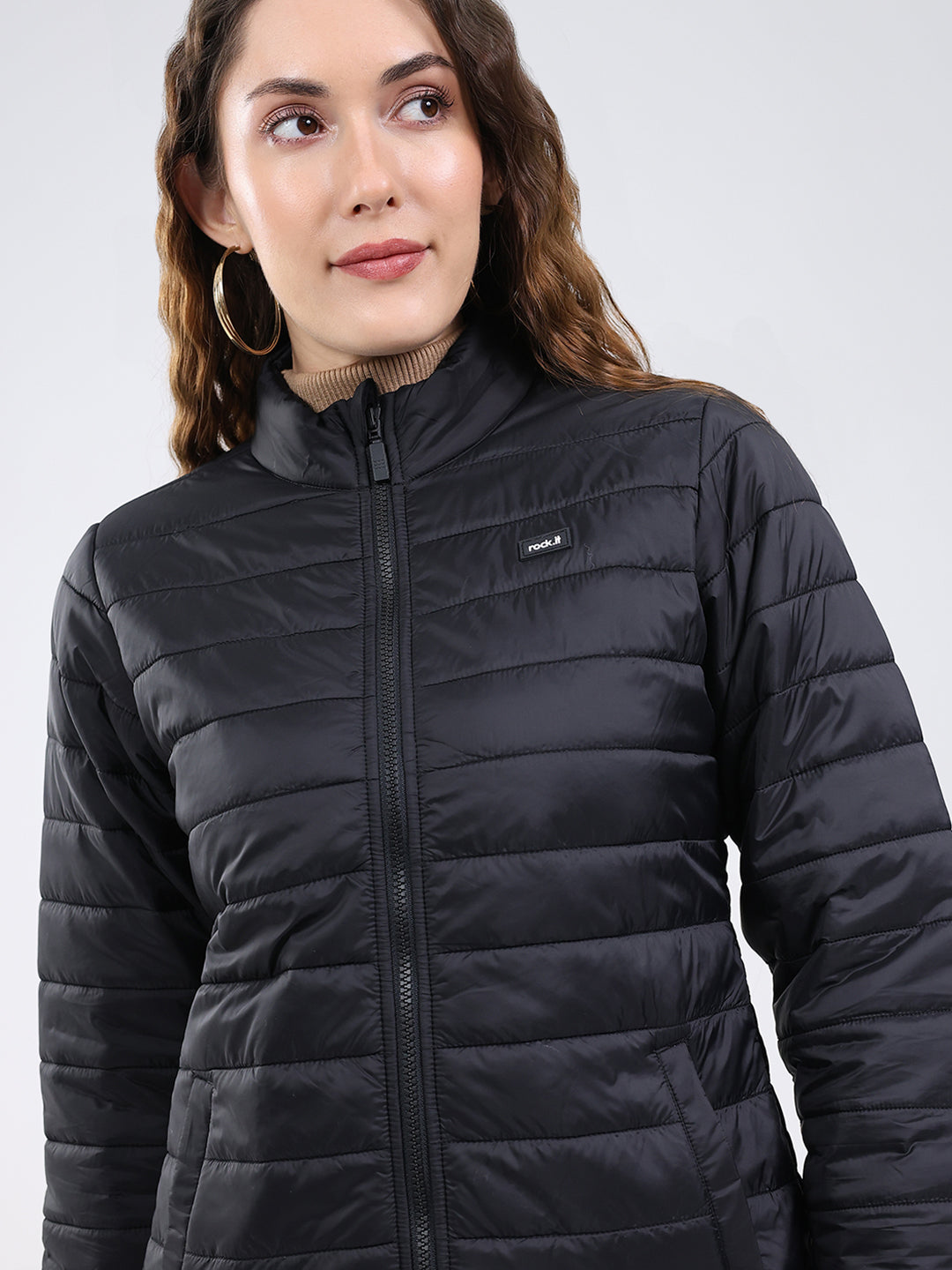 Rock.it Women Black Solid Collar Full Sleeve Jacket