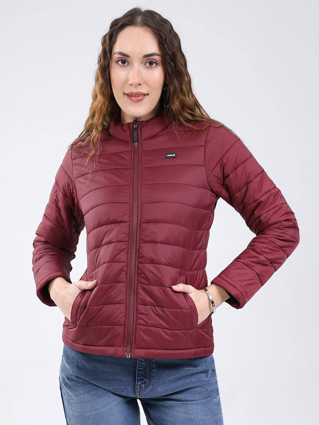 Rock.it Women Maroon Solid Collar Full Sleeve Jacket