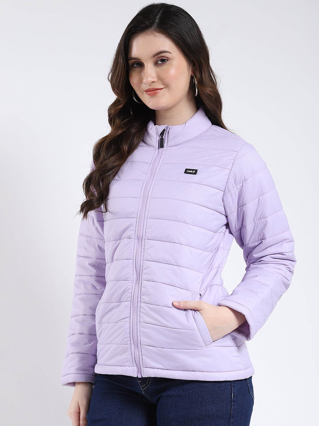 Rock.it Women Purple Solid Mock Neck Full Sleeve Jacket