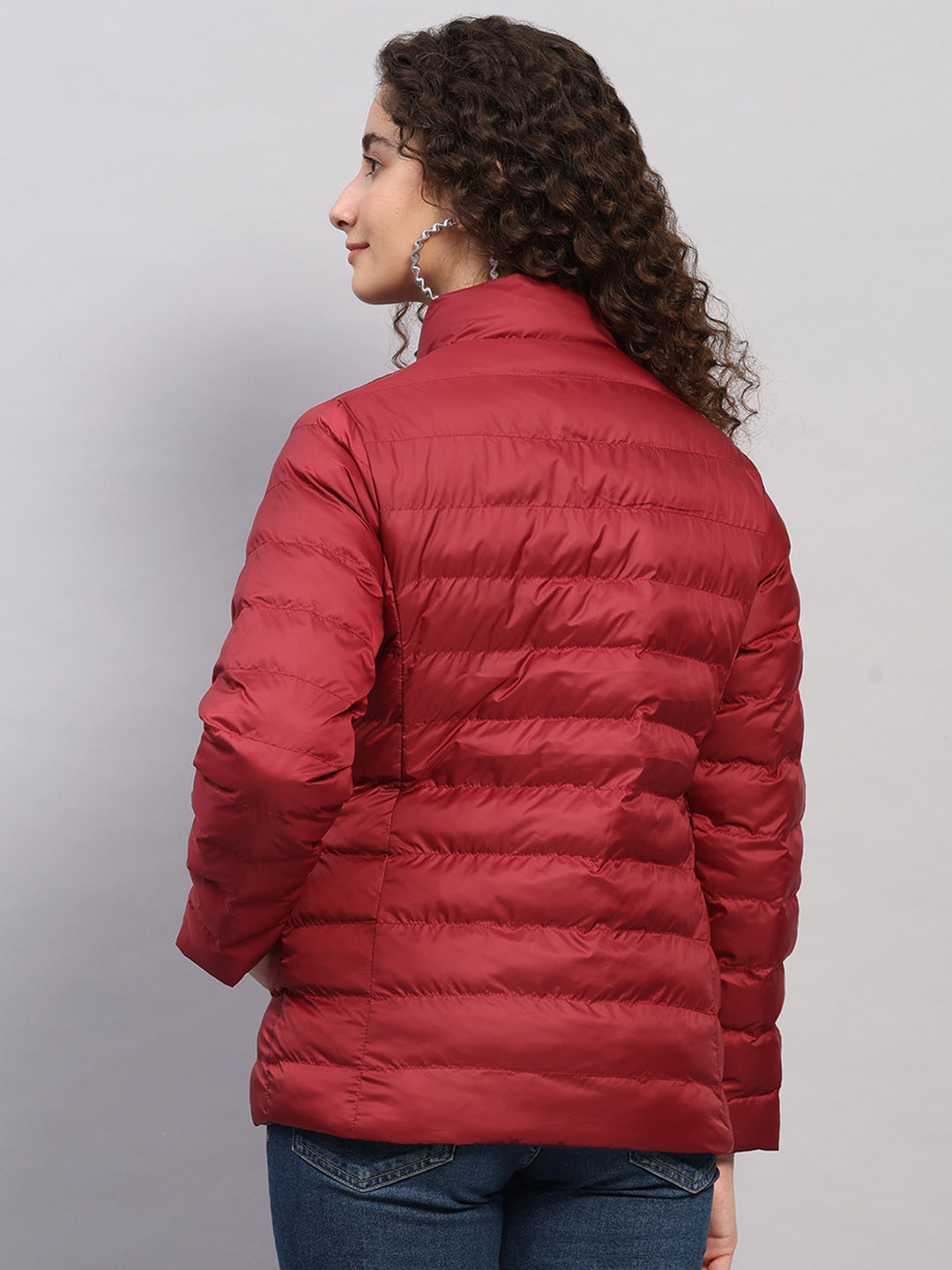 Rock.it Women Maroon Solid Collar Full Sleeve Reversible Jacket