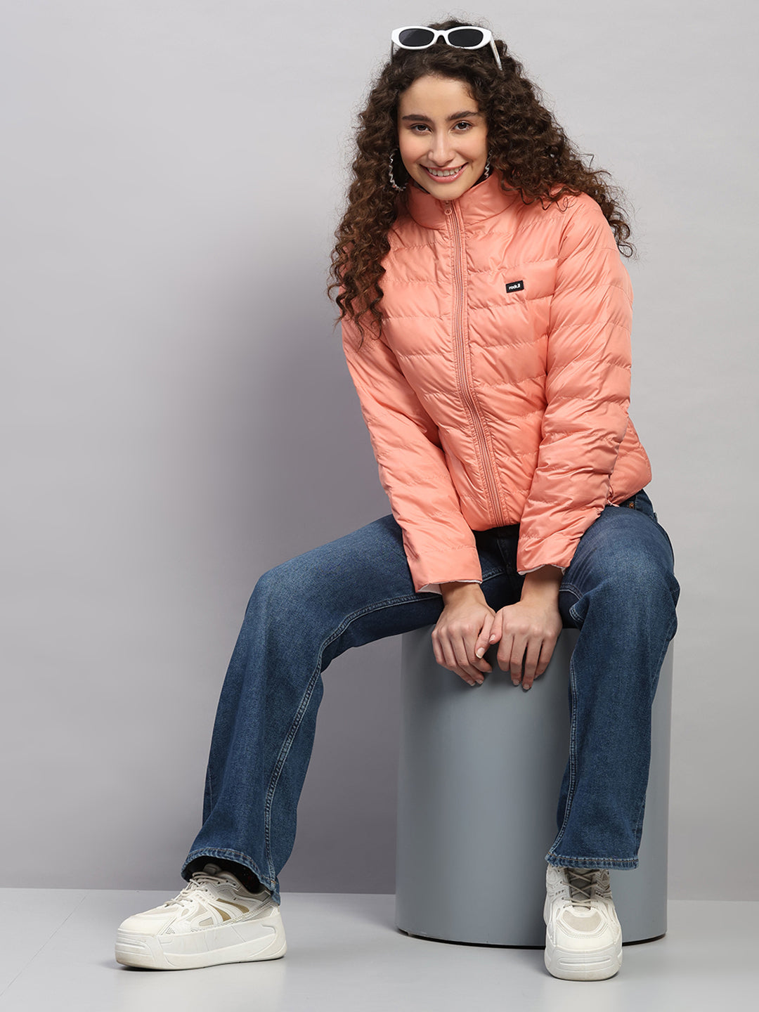 Rock.it Women Coral Solid Collar Full Sleeve Reversible Jacket