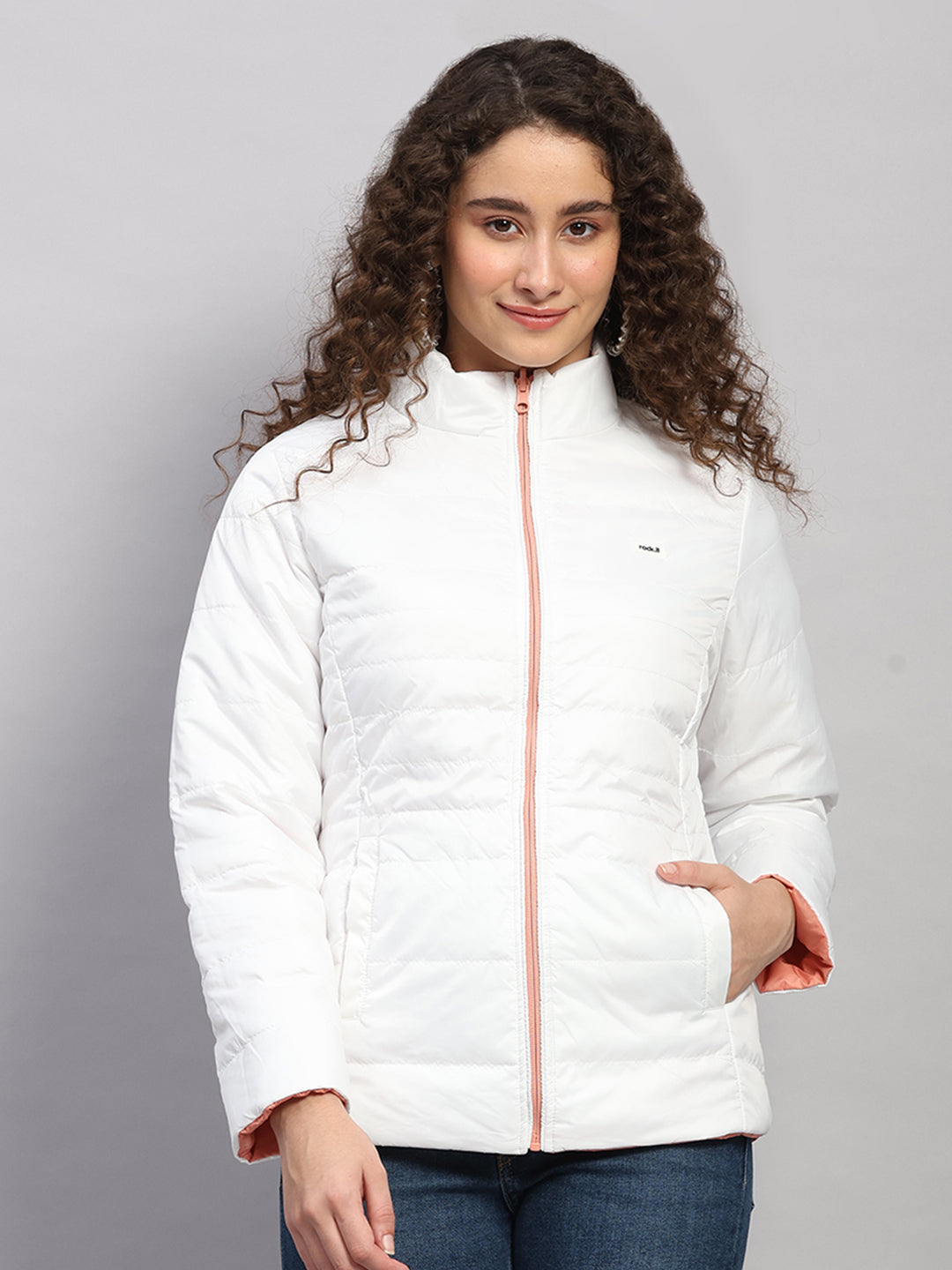 Rock.it Women Coral Solid Collar Full Sleeve Reversible Jacket