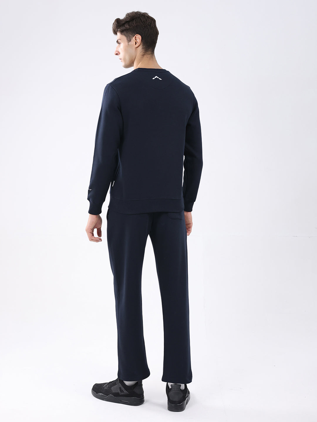 Rock.it Men Navy Blue Solid Round Neck Full Sleeve Winter Tracksuit